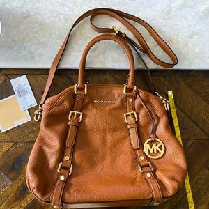 Michael Kors Bedford Large Bowling Satchel, Luggage Brown Color